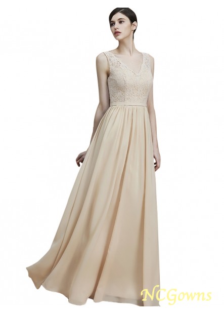 Floor-Length Natural Chiffon Fabric Sleeveless A-Line Princess Zipper Wedding Party Dresses