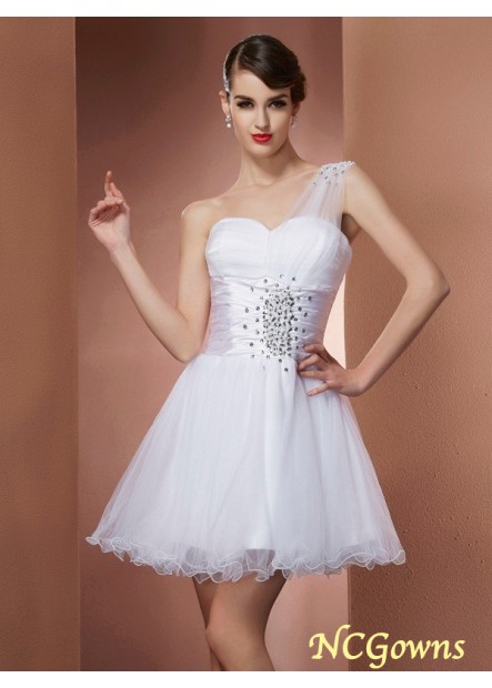 One-Shoulder Sleeveless A-Line Princess Zipper Beading Embellishment Semi Formal Dresses