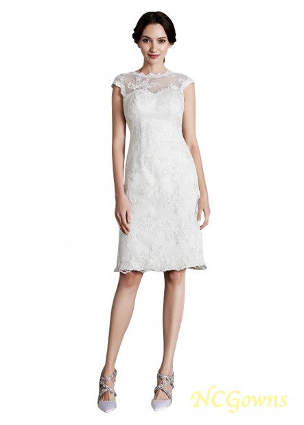 Other Natural Lace Knee-Length Hemline Train Sleeveless Scoop Wedding Dresses