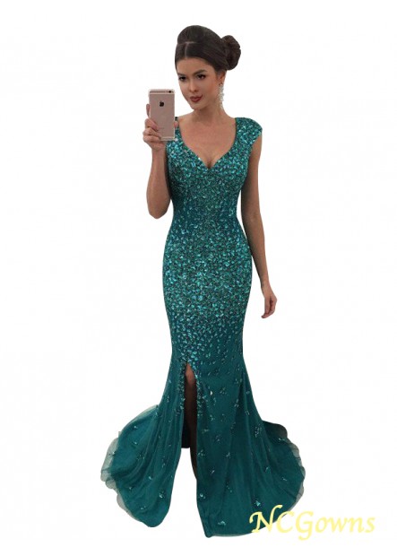 A-Line Princess Natural Waist V-Neck Sequin 2023 Prom Dresses