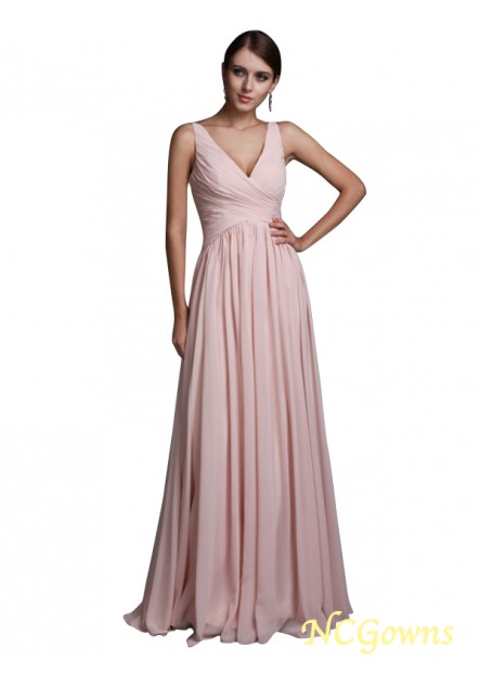 Ncgowns V-Neck Natural A-Line Princess Silhouette Floor-Length Bridesmaid Dresses
