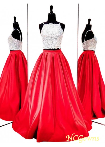 A-Line Princess Silhouette Lace Floor-Length Hemline Train Spaghetti Straps Neckline Other Natural Waist Red Dresses