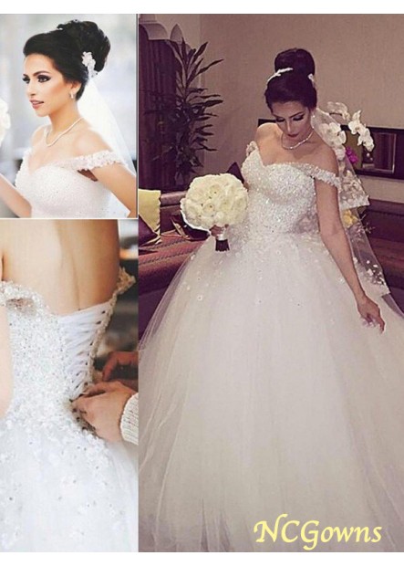 Sleeveless Off-The-Shoulder Neckline Lace Natural Waist Ball Gown Vintage Wedding Dresses