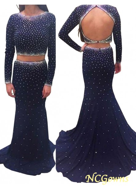 Ncgowns Beading Embellishment Long Sleeves Sleeve Two Piece Prom Dresses