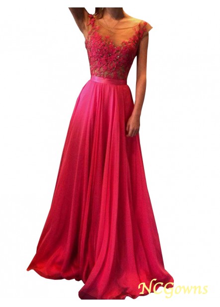 A-Line Princess Chiffon Floor-Length Empire Applique Other Back Style Red Dresses