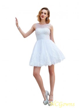 Zipper Natural Waist Jewel A-Line Princess White Dresses