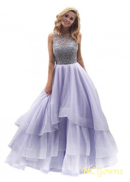 Natural Waist Organza Fabric Ball Gown Prom Dresses