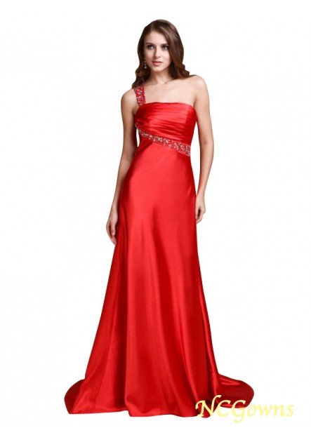 One-Shoulder Sleeveless Sleeve Empire Prom Dresses