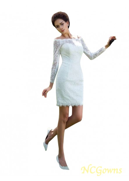 Zipper Scoop Long Sleeves Natural Waist White Dresses