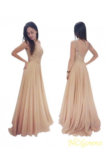 Applique Chiffon A-Line Princess Silhouette Floor-Length Long Prom Dresses
