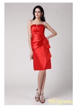 Pleats Embellishment Sleeveless Strapless Neckline Elastic Woven Satin Fabric Zipper Back Style Homecoming Dresses