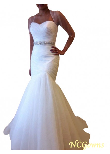 Floor-Length Other Beading Embellishment Sweetheart Tulle Natural Trumpet Mermaid Silhouette Wedding Dresses