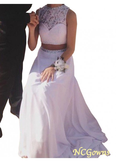 Empire Jewel Neckline Sleeveless Chiffon Long Prom Dresses
