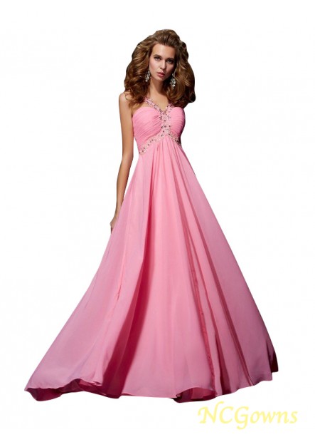 Ncgowns Sleeveless Sleeve Chiffon Fabric A-Line Princess Empire Waist Beading Zipper Long Prom Dresses