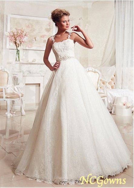 Without Train A-Line Silhouette Lace Natural Full Length Wedding Dresses