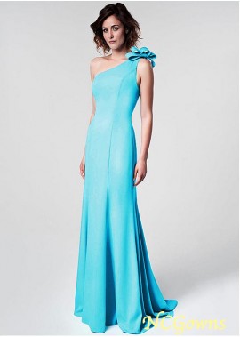 One Shoulder Blue Tone Color Family Floor-Length Special Occasion Dresses T801525414962