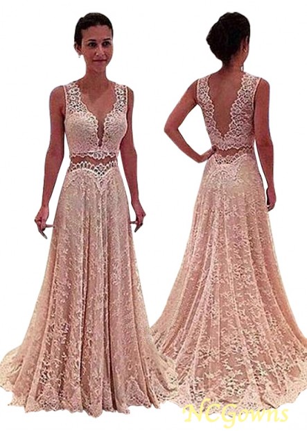 Lace Floor-Length A-Line Prom Dresses