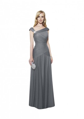 V-Neck Full Length Gray Mother Of The Bride Dresses T801525340875