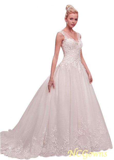 Tulle  Satin Fabric Full Length A-Line Sleeveless Sleeve Length Wedding Dresses