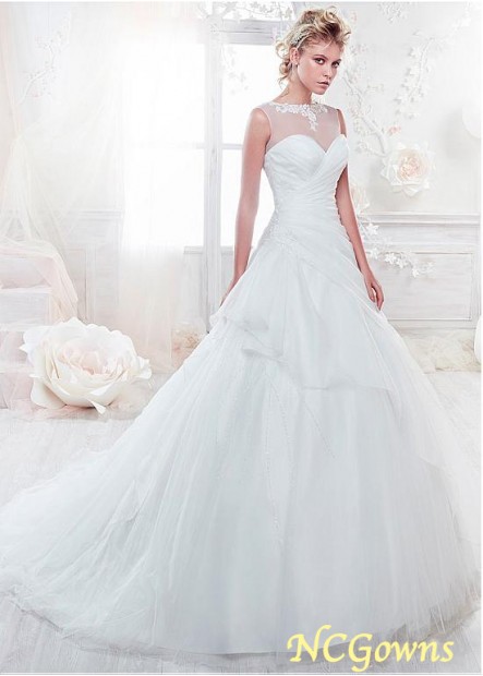 Jewel Neckline Sleeveless A-Line Wedding Dresses