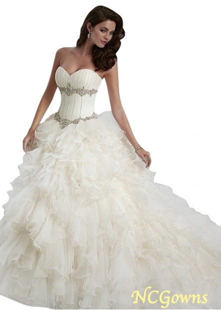 Sleeveless Sleeve Length Basque Waistline Full Length Organza Sweetheart Neckline Wedding Dresses T801525320933