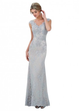 Lace Sheath Column Gray Full Length Mother Of The Bride Dresses