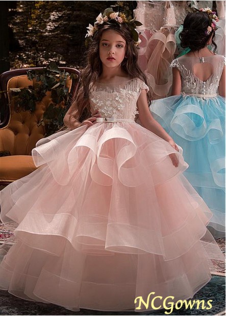 Tulle  Elasticated Net Fabric Floor-Length Hemline Pink Dresses