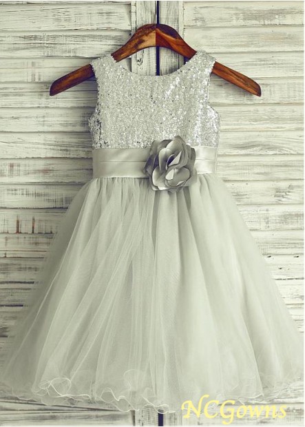 A-Line Silver Flower Girl Dresses