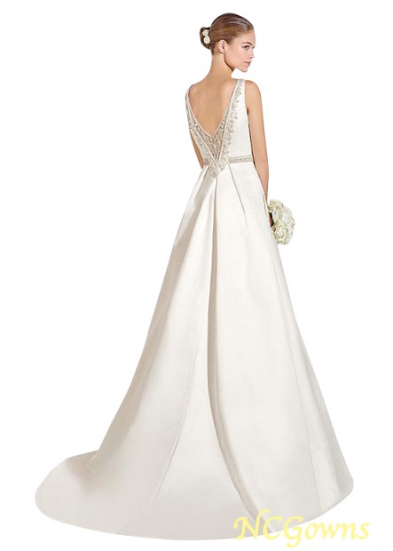 Sleeveless Bateau Full Length Wedding Dresses