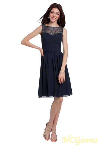 Lace  Chiffon Fabric Knee-Length Black Dresses