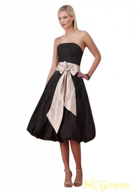 Black Taffeta Strapless Knee-Length Length Black Dresses