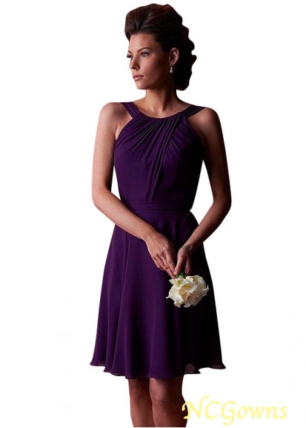 Natural A-Line Purple Short Dresses