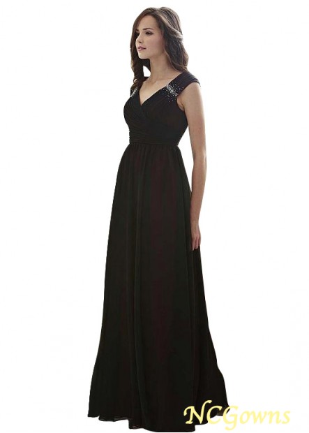 Cap Silk-Like Chiffon Black Dresses