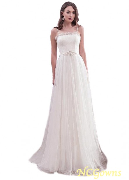 Natural Waistline Lace  Tulle Wedding Dresses