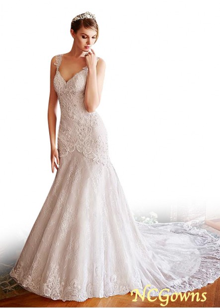 Tulle  Lace Cathedral 50-70Cm Along The Floor Wedding Dresses