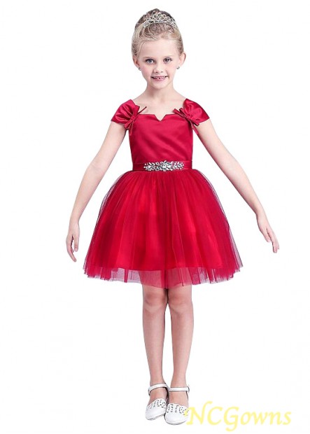 Ball Gown Silhouette 110 Short Mini Hemline Tulle Fabric Flower Girl Dresses