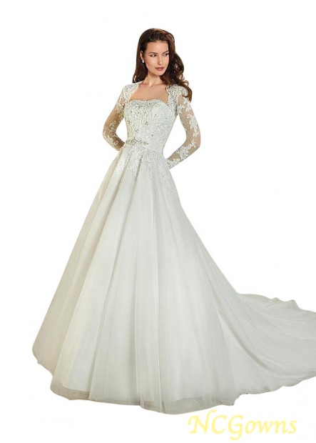 Full Length Tulle Fabric Illusion Natural Waistline Chapel 30-50Cm Along The Floor Ball Gowns