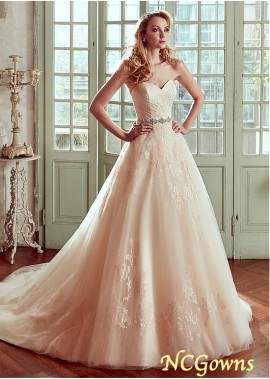 A-Line Silhouette Full Length Sweetheart Neckline Wedding Dresses