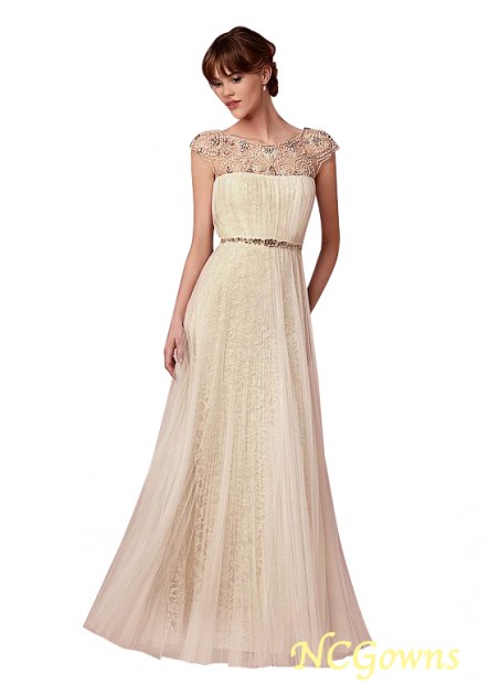 Tulle  Lace Fabric Sheath Column Natural Scoop Neckline Wedding Dresses