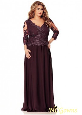 V-Neck Illusion Sleeve Plus Size Mother of the Bride Dress