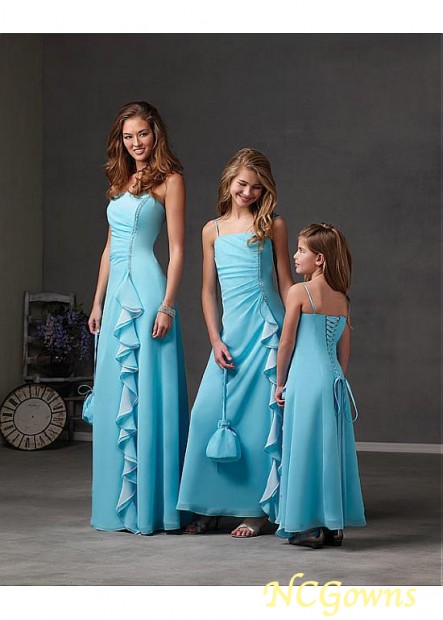Sheath Column Silhouette Blue Tone Full Length Length Bridesmaid Dresses
