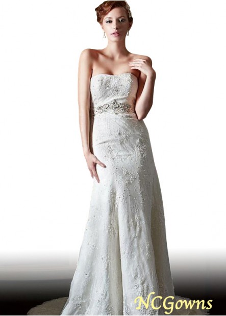 Sleeveless Tulle Fabric A-Line Strapless Full Length Length Beach Wedding Dresses T801525319566