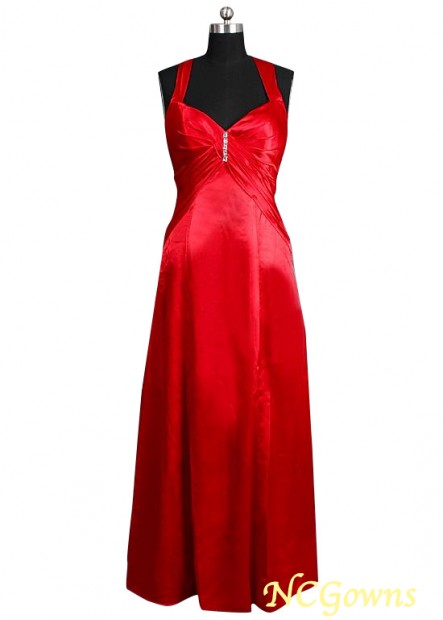 Red Tone V-Neck Straight Evening Dresses