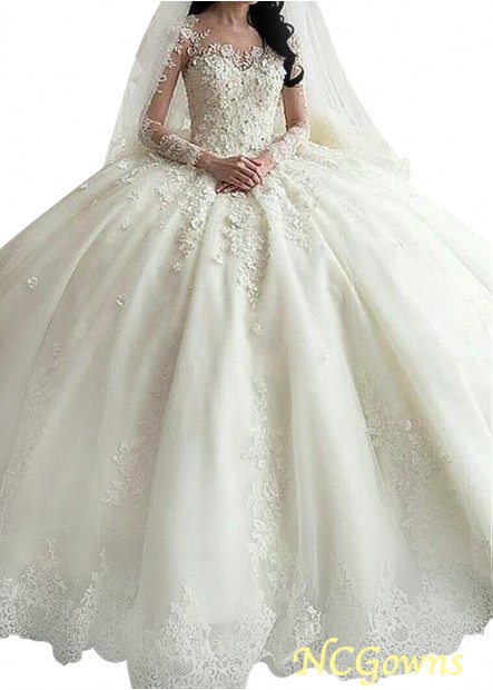 Ball Gown Jewel Royal Monarch 70Cm Along The Floor Natural Waistline Illusion Wedding Dresses
