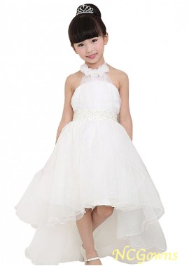 White Organza A-Line Flower Girl Dresses