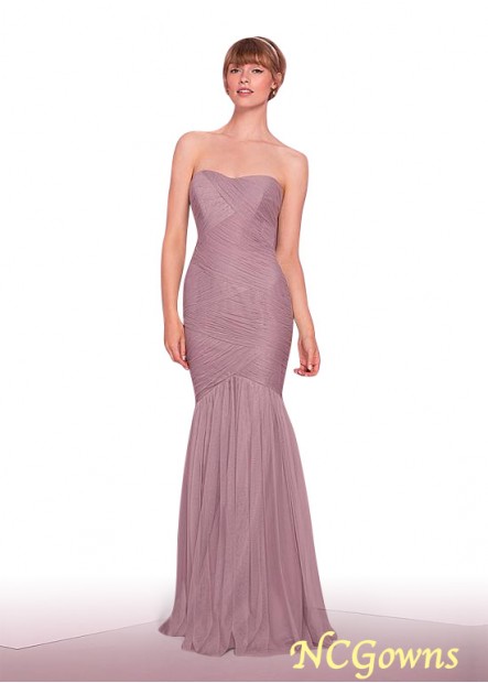 Ncgowns Mermaid Trumpet Silhouette Tulle Full Length Strapless Bridesmaid Dresses T801525354805