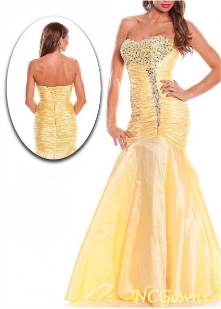 Ncgowns Sweetheart Yellow Tone Taffeta Fishtail Evening Dresses