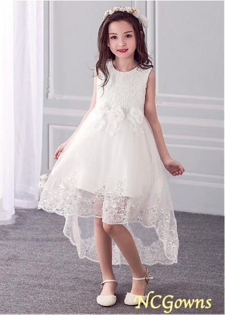 Ncgowns Tulle  Lace Fabric Hi-Lo Flower Girl Dresses