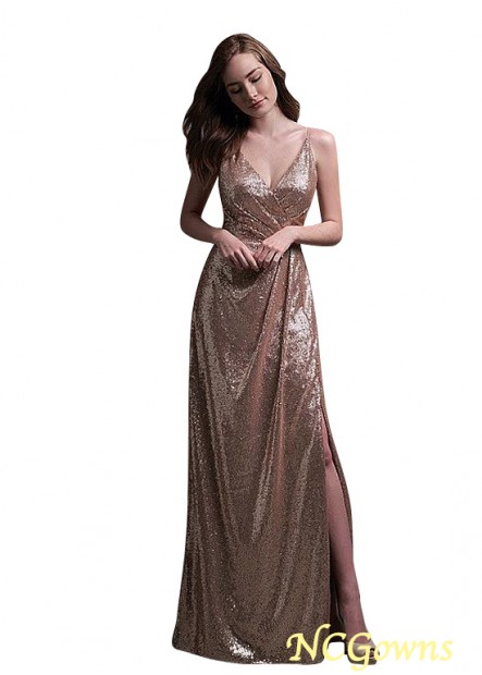 Gold Color Family A-Line Silhouette Bridesmaid Dresses