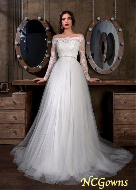 Long Sleeve Length Tulle Illusion Sleeve Type Sweep 15-30Cm Along The Floor Wedding Dresses